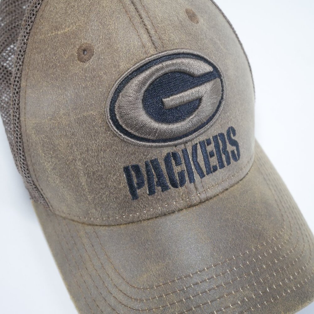 NFL Green Bay Packers Leather Baseball Cap Hat ~ Brown ~ One Size ~ Excellent! - Picture 2 of 6